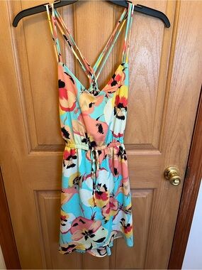 BeBop Floral Mini Dress in Aqua, Coral, Yellow